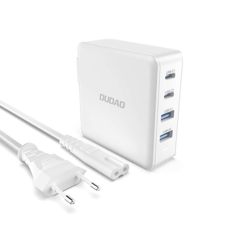 GaN 100W 2 x USB-C / 2 x USB Schnellladegerät Dudao A100EU – weiß