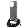 Original Handyhülle IPHONE 16 PRO Guess Hardcase Crossbody Cord 4G Print (GUHCP16LHC4SEW) braun