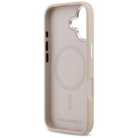 Karl Lagerfeld nakładka Magsafe PU case with Karl&Choupette heads pins logo and metal camera buttons do iPhone 17 beżowa