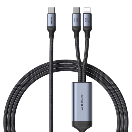 Kabel 2 w 1 Joyroom speedy series SA21-1T2 USB-C - USB-C / Lightning 100W 1.5m czarny