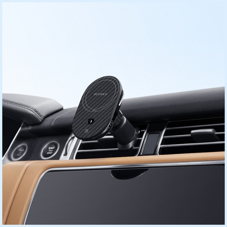 Uchwyt samochodowy z ładowarką           bezprzewodową PITAKA MagEZ Pro 2 Qi2 15W NFC Magsafe czarno szary