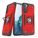 Wozinsky Ring Armor Tough Hybrid Case Cover + Magnethalter für Samsung Galaxy S22 rot