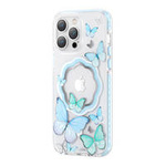 Kingxbar Butterfly Series Magnethülle für iPhone 14 Pro Max MagSafe Hülle mit Schmetterlingen blau