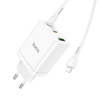 HOCO ładowarka sieciowa 2 x Typ C + USB A + kabel Typ C do Lightning QC PD 35W N33 biała