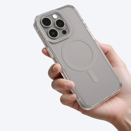Etui silikonowe AMAZINGTHING Titan Pro Mag Case z pierścieniem magnetycznym do iPhone 16 Pro - szare