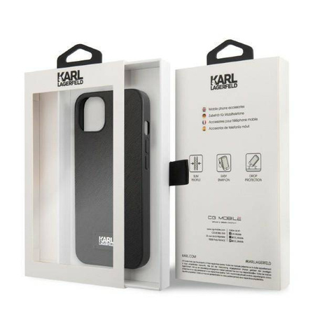 Original Case IPHONE 13 MINI Karl Lagerfeld Hardcase Saffiano Plaque black
