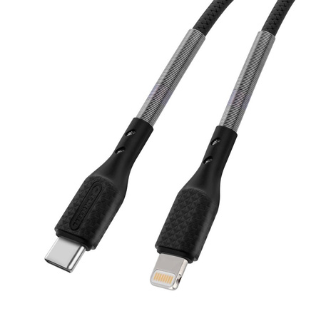 FORCELL Carbon kabel Typ C do iPhone Lightning 8-pin Power Delivery PD27W CB-01C czarny 1 metr