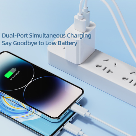 Rock Ładowarka sieciowa T43  - USB + Typ C - QC 3.0 PD 20W 3A biała