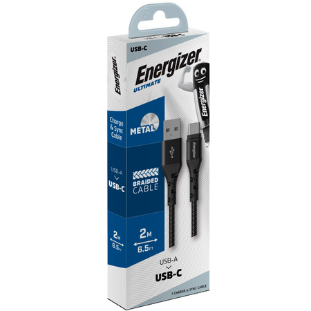 Energizer Ultimate - Kabel połączeniowy USB-A do USB-C 2m (Czarny)