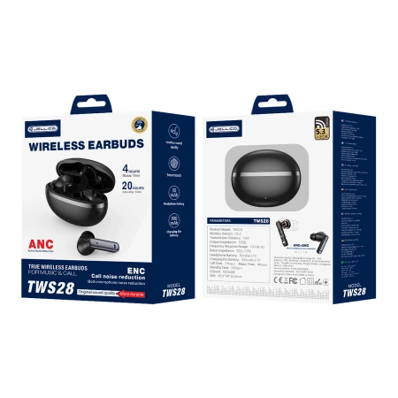 JELLICO słuchawki bezprzewodowe (ANC+ENC) TWS28 Czarny