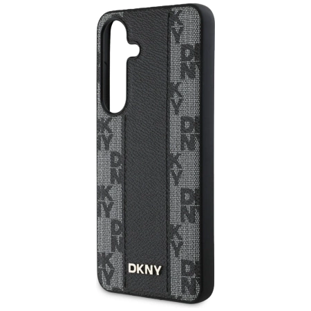 DKNY Leather Checkered Pattern MagSafe-Hülle für Samsung Galaxy S25 schwarz