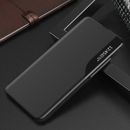 Eco Leather View Case elegancki futerał etui z klapką i funkcją podstawki Samsung Galaxy A22 4G czarny