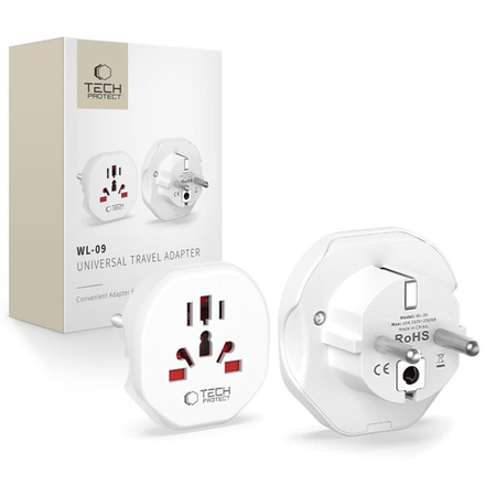 TECH-PROTECT UNIVERSAL TRAVEL ADAPTER FROM EU WHITE