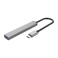HUB 4-portowy input: USB-C 3.0 / output: 1x USB-A 3.0 + 3x USB-A 2.0 przewód 0,15M - szary