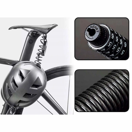 Rockbros T609 bicycle lock with 1.5 m combination - black