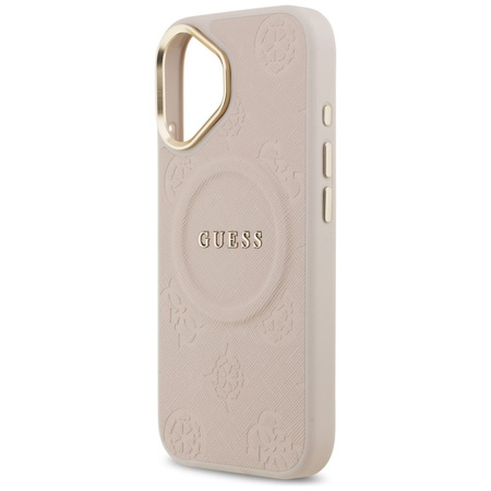 GUESS futerał do IPHONE 17 kompatybilny z MagSafe GUHMP17SPSAMSECP (PU W/ Peony Hot Stamp) różowy
