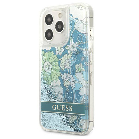 Guess GUHCP13XLFLSN iPhone 13 Pro Max 6.7 &quot;grün / grünes Hardcase Flower Liquid Glitter