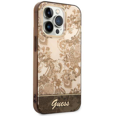Guess Porcelain Collection - Etui iPhone 14 Pro (ochre)