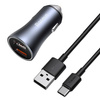 Baseus Golden Contactor Pro szybka ładowarka samochodowa 2x USB 40 W Quick Charge SCP FCP AFC + kabel USB - USB Typ C szary (TZCCJD-A0G)