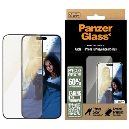 Szkło hartowane PanzerGlass EyeCare Screen Protector Ultra-Wide Fit na iPhone 16 Plus