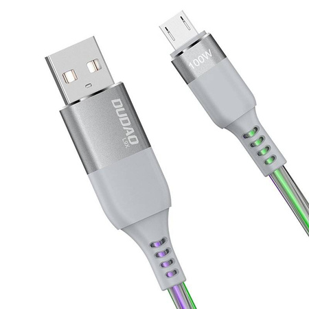 Dudao świecący kabel USB - micro USB 5 A 1 m szary (L9XM)