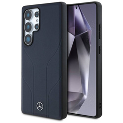 Case SAMSUNG GALAXY S25 ULTRA Mercedes AMG Hardcase Leather Debossed Lines MagSafe navy blue