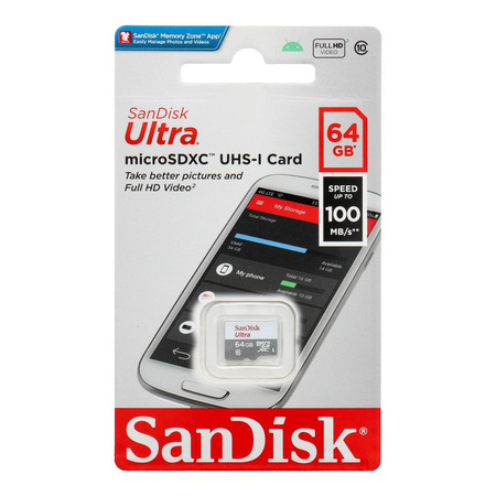 SanDisk karta pamięci 64GB microSDXC Ultra Android kl. 10 UHS-I 100 MB/s