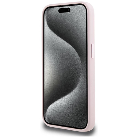 Original Case IPHONE 15 PRO Karl Lagerfeld Hardcase Silicone Shadow Metal Initial MagSafe pink