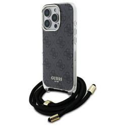 Original Handyhülle IPHONE 16 PRO Guess Hardcase Crossbody Cord 4G Print (GUHCP16LHC4SEK) schwarz