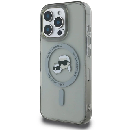 Karl Lagerfeld IML Metal Karl&amp;Choupette Head MagSafe Hülle für iPhone 16 Pro - Schwarz