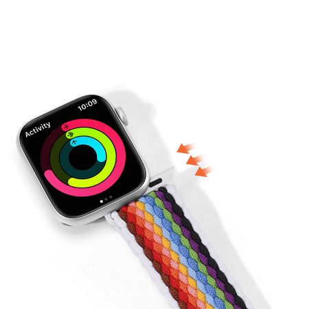Dux Ducis Strap (Mixture II Version) Armband für Apple Watch Ultra, SE, 8, 7, 6, 5, 4, 3, 2, 1 (49, 45, 44, 42 mm) Flechtband Armband helle Streifen