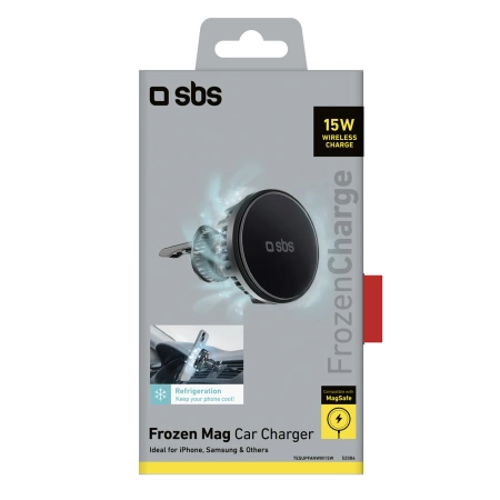 Uchwyt na smartfona z ładowarką indukcyjną SBS TESUPFANWIR15W 15W na kratkę nawiewu, z chłodzeniem - czarna