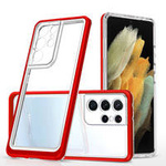 Klare 3in1 Hülle für Samsung Galaxy S23 Ultra Silikonhülle mit Rahmen rot