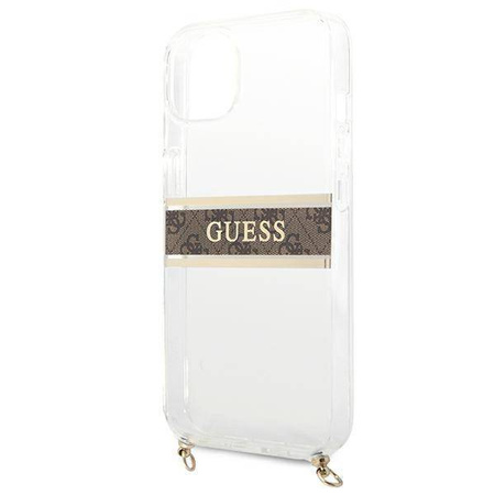 Guess GUHCP13SKC4GBGO iPhone 13 mini 5,4" Transparent hardcase 4G Brown Strap Gold Chain