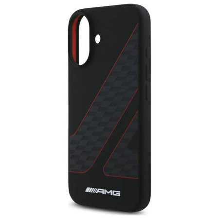 Original Handyhülle IPHONE 16 AMG Hardcase Checkered Flag Pattern MagSafe (AMHMP16S2SCFR) schwarz