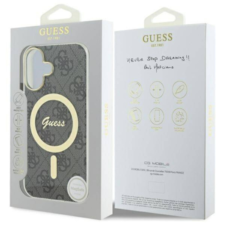 Original Case IPHONE 16 Guess Hardcase IML 4G MagSafe (GUHMP16SH4STK) black