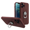 Ring Case silicone case with finger grip and stand for Samsung Galaxy S21+ 5G (S21 Plus 5G) brown