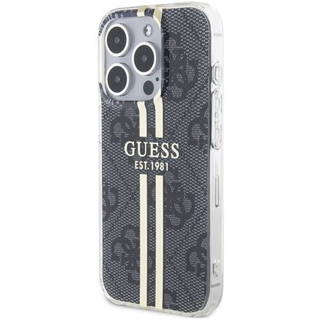 Oryginalne Etui GUESS Hardcase GUHCP15LH4PSEGK do iPhone 15 Pro (4G Gold Stripe / czarny)