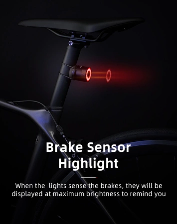 Rockbros Q3 Fahrrad-Rücklicht mit Smart Stop System - Schwarz