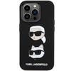 Karl Lagerfeld Silikon Karl&Choupette Head Hülle für iPhone 15 Pro – Schwarz