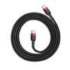 Baseus Cafule Cable wytrzymały nylonowy kabel przewód USB-C PD / USB-C PD PD2.0 60W 20V 3A QC3.0 2M czarno-czerwony (CATKLF-H91)