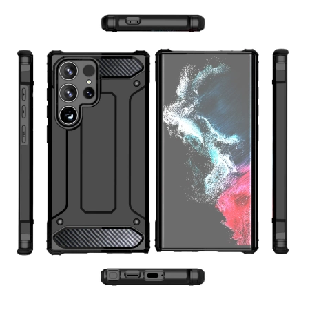 Hybrid Armor Case für Samsung Galaxy S25 Edge - Schwarz