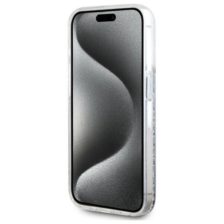 Original Case IPHONE 15 PRO Karl Lagerfeld Hardcase Liquid Glitter Karl&Choupette Head MagSafe (KLHMP15LLGKCSGH) transparent