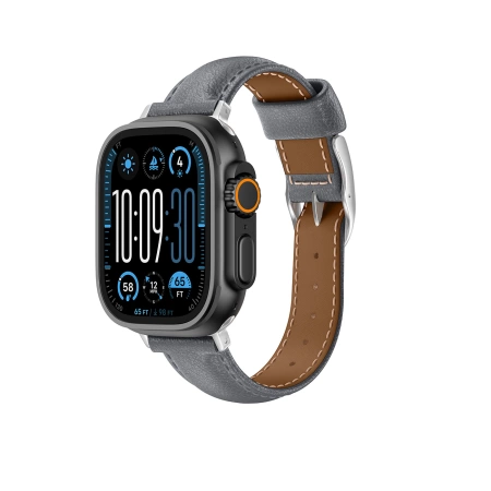 AmazingThing Class Band Lederarmband für Apple Watch 45 / 46 / 49 mm - Grau