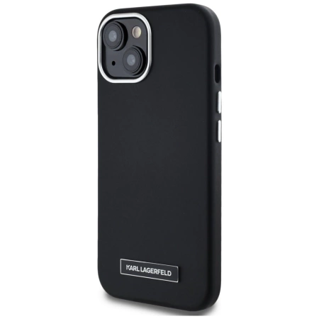 Karl Lagerfeld FW Metal Plate MagSafe iPhone 15 Case - Black