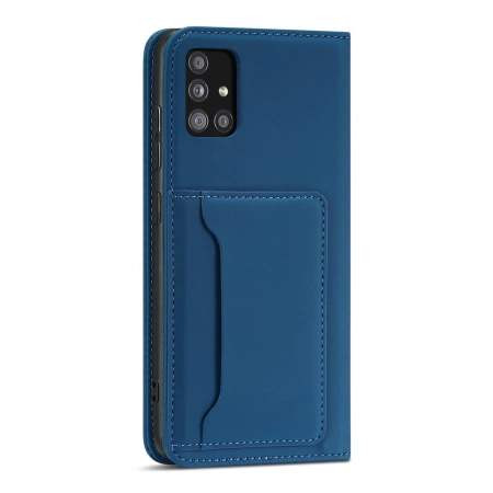 Magnet Kartenetui für Samsung Galaxy A12 5G Tasche Brieftasche Kartenhalter Blau