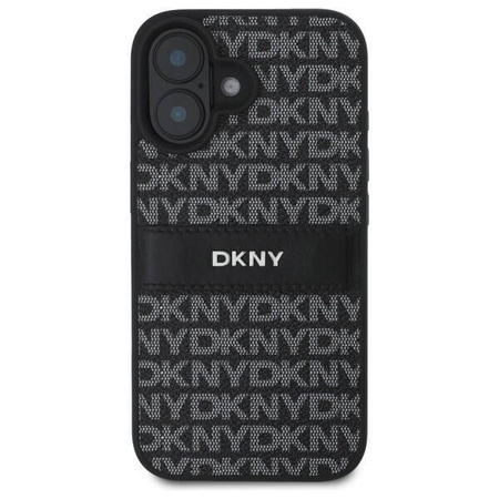 Original Handyhülle IPHONE 16 DKNY Hardcase Texture Pattern Tonal Stripe (DKHCP16SPRTHSLK) schwarz