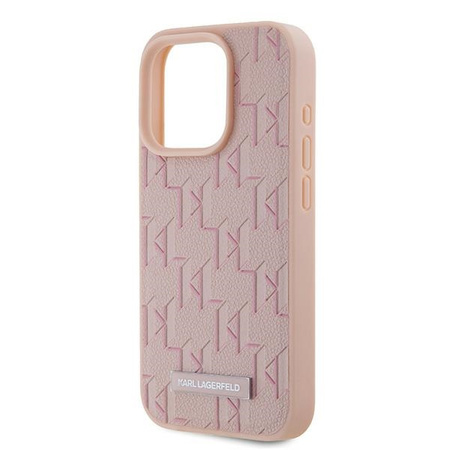 Karl Lagerfeld KLHMP15XPKHPORPP iPhone 15 Pro Max 6.7" hardcase różowy/pink Leather Monogram Metal Logo