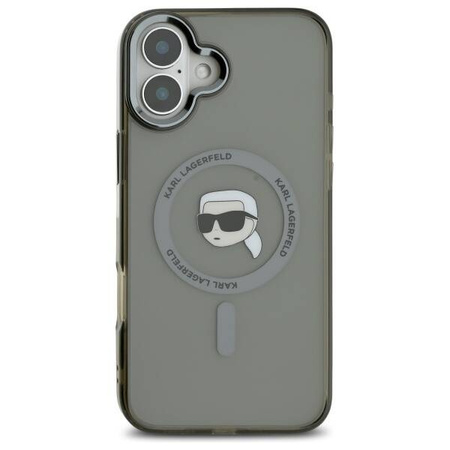 Karl Lagerfeld nakładka do iPhone 16 Plus 6,7" KLHMP16MHLSKIK czarna Hardcase IML Metal Karl Head MagSafe
