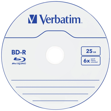Płyty Blue-ray Verbatim 25GB 6X BD-R SL   10szt biały 43742